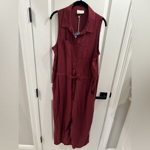 Universal Thread Maroon Button-Down Jumpsuit